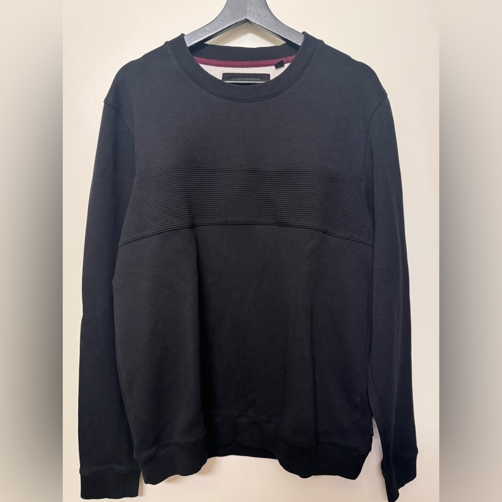 TED BAKER Mens Black Crew Neck Sweater Textured Details Sweatshirt L XL 2XL
